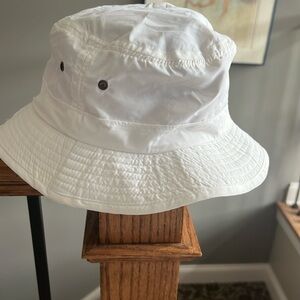 white bucket hat